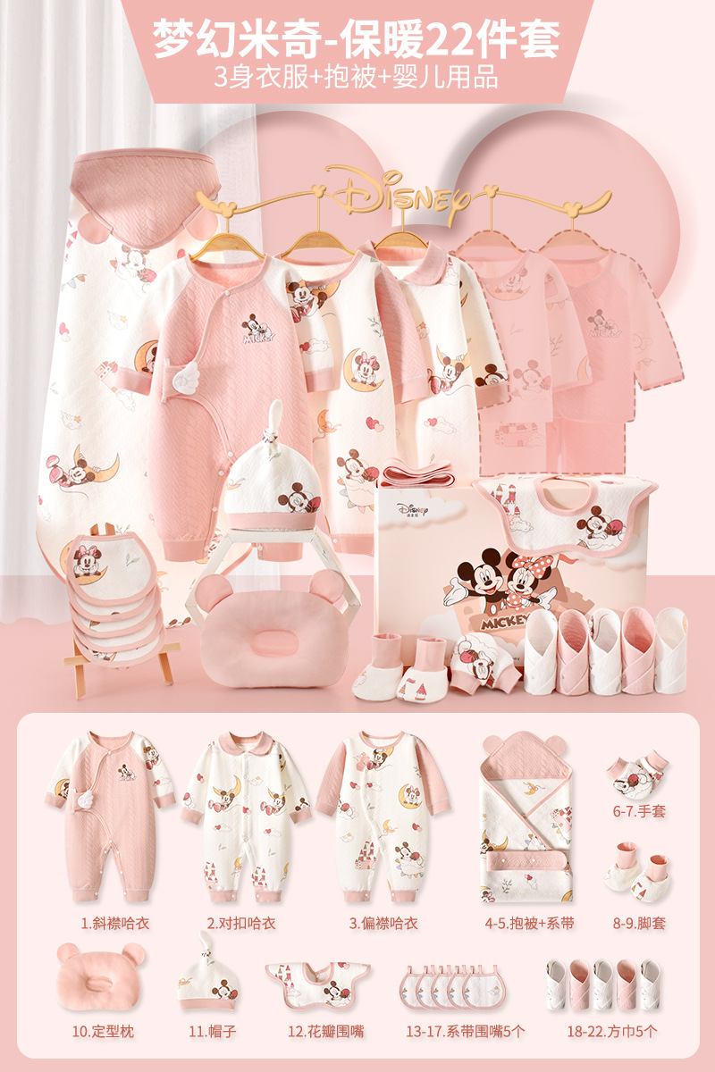 ディズニー ベビーギフトボックス 新生児服 純綿セット 新生児 女の子 満月祝いギフト 高級