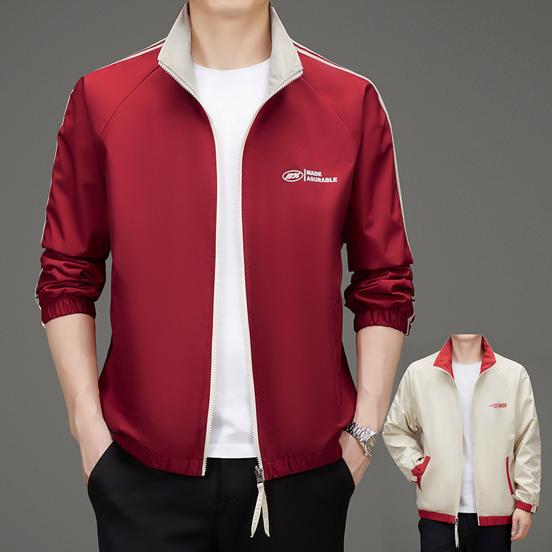 帅气潮流两面穿夹克时尚韩版修身中青年外套秋季新款商务休闲茄克