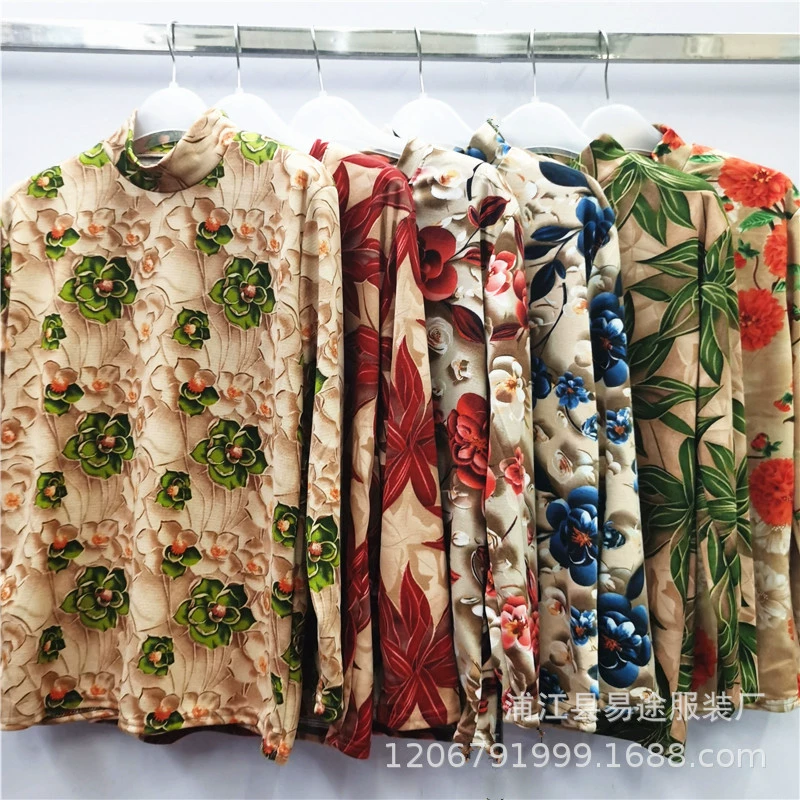 Новая коллекция осень-зима 2025: базовая рубашка для женщин среднего и старшего возраста, с круглым вырезом, одежда для мам, осенняя рубашка с принтом от производителя