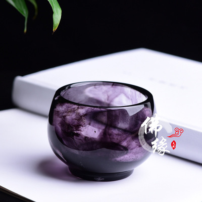 原矿水晶杯打磨水晶品茗杯主人杯家用办公单杯茶具