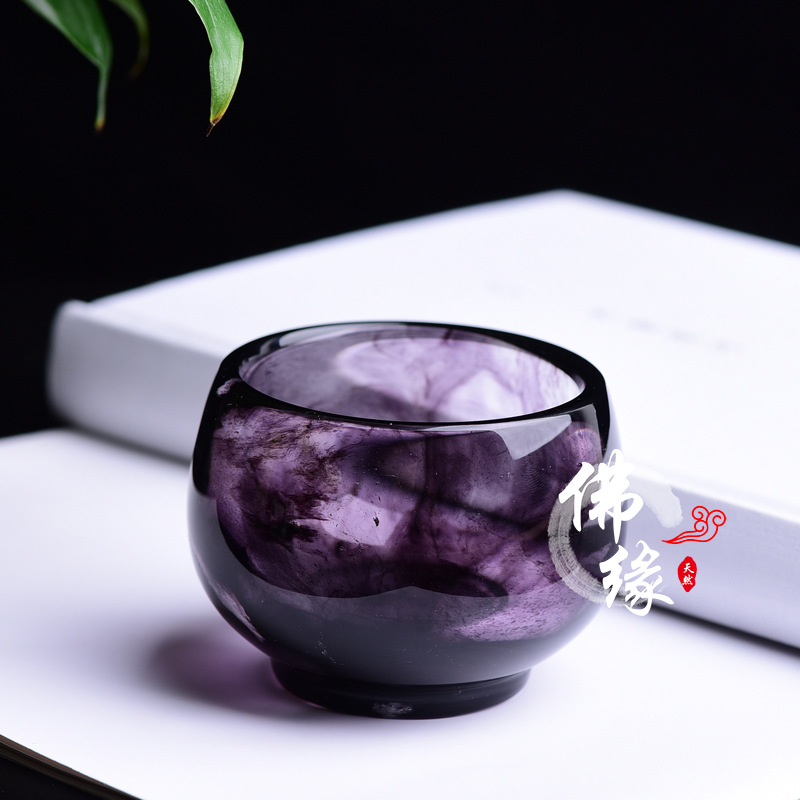 原矿水晶杯打磨水晶品茗杯主人杯家用办公单杯茶具