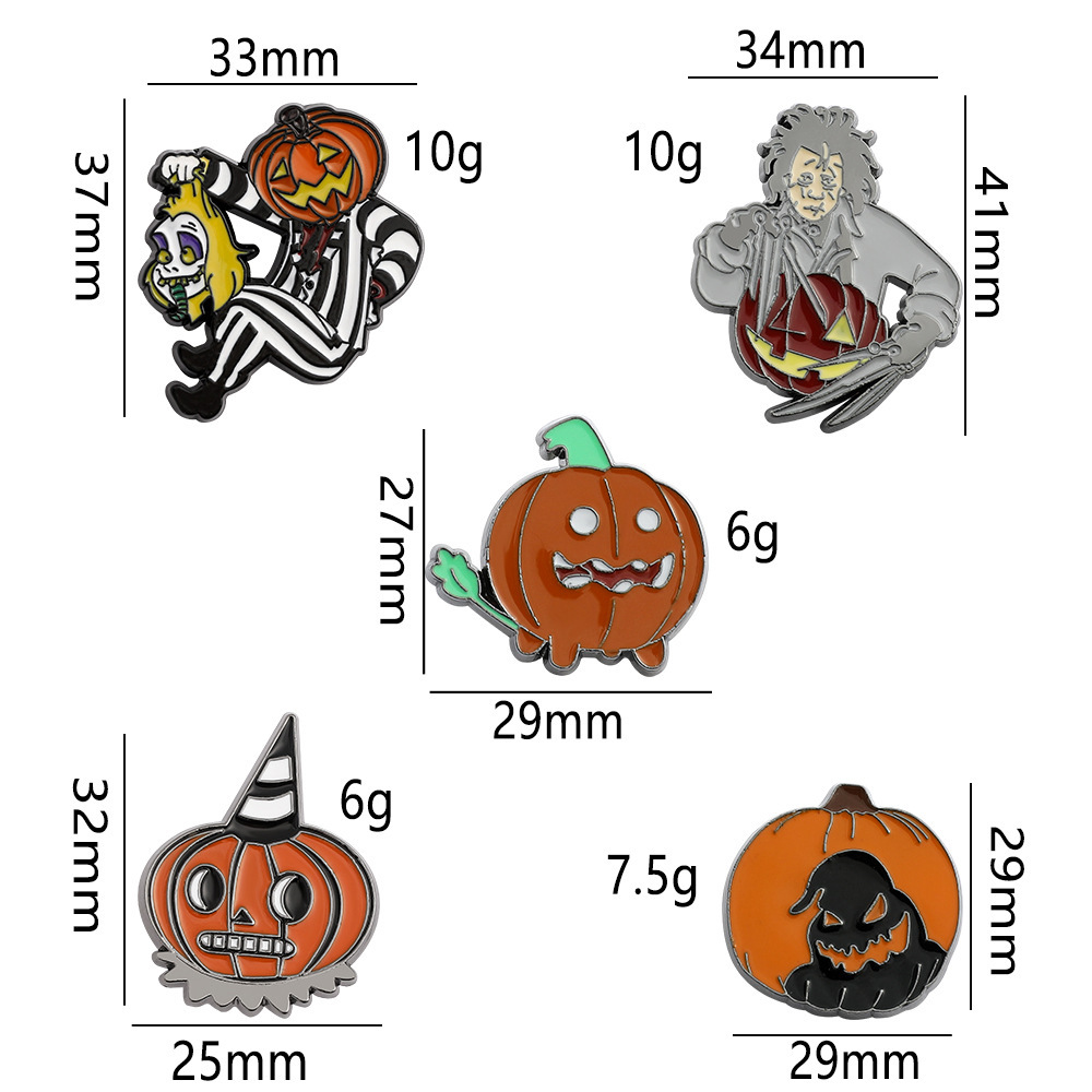 Ig Style Funny Pumpkin Bat Skull Alloy Enamel Unisex Brooches display picture 2
