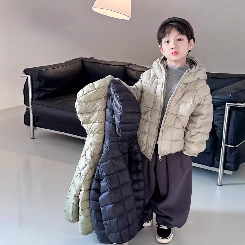 Boys' down-filled cotton-padded winter coat, 2026 new style, warm winter top, casual solid color cotton coat, trendy.