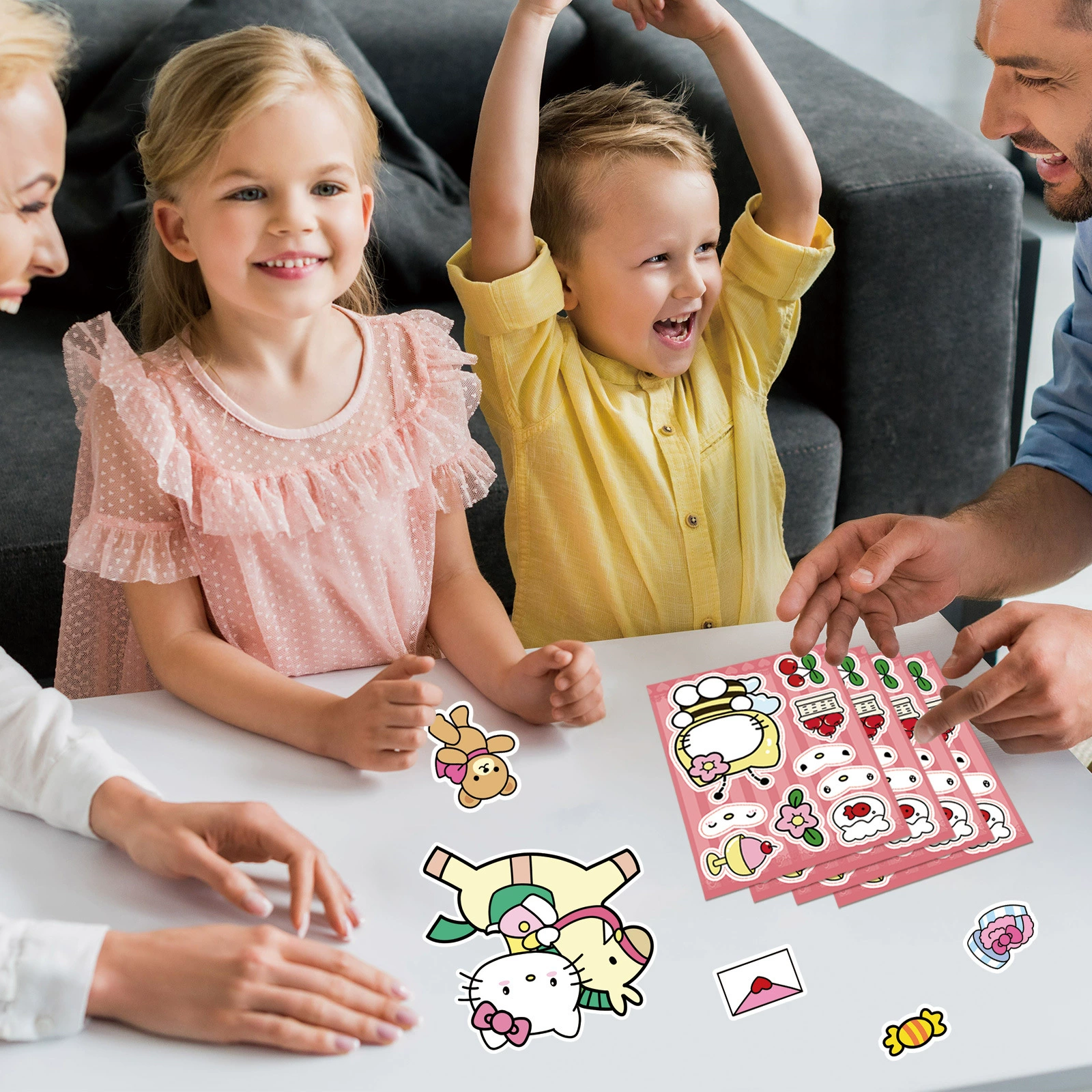 Hello Kitty, санрио, головоломка, интерактивная наклейка, для детей и родителей