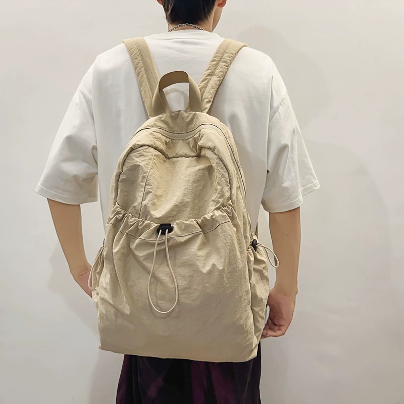 Вместительный рюкзак из японского нейлона для мужчин и женщин, модная школьная сумка, затягивается шнурком, для студентов.