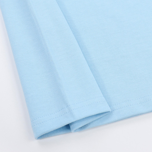 270 summer Japanese style blue sky blue baby blue short-sleeved T-shirt for men and women soft milk blue baby loose cotton top