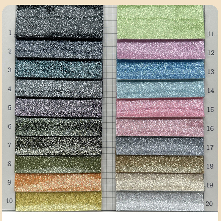 1.0mm polvo de cebolla verde polvo de oro brillante cristal grit pu zapatos de cuero equipaje perlado Gelit tela de cuero sintético