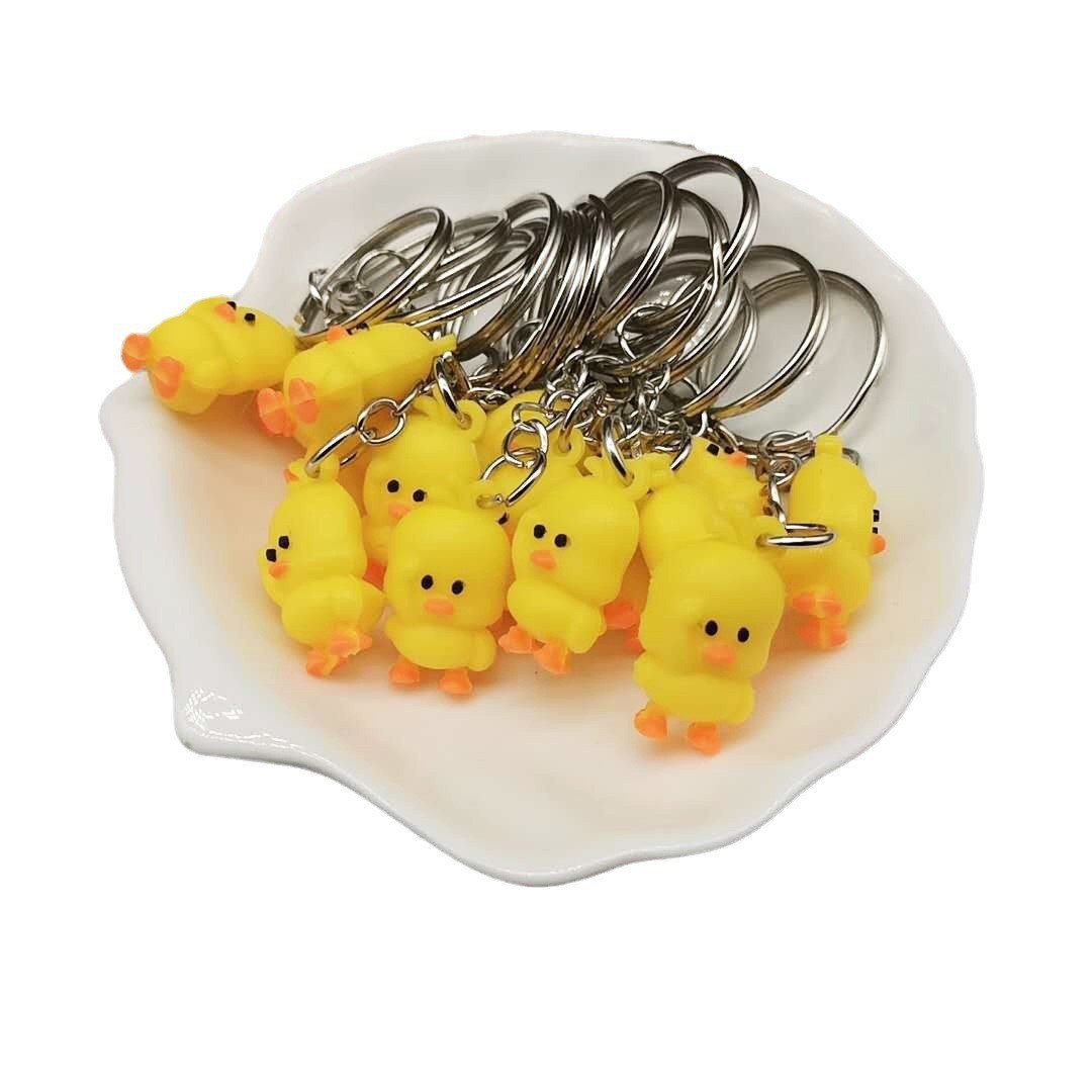 2.5cm mini pato amarillo llavero PVC pegamento suave pato amarillo llavero colgante regalo juguete al por mayor