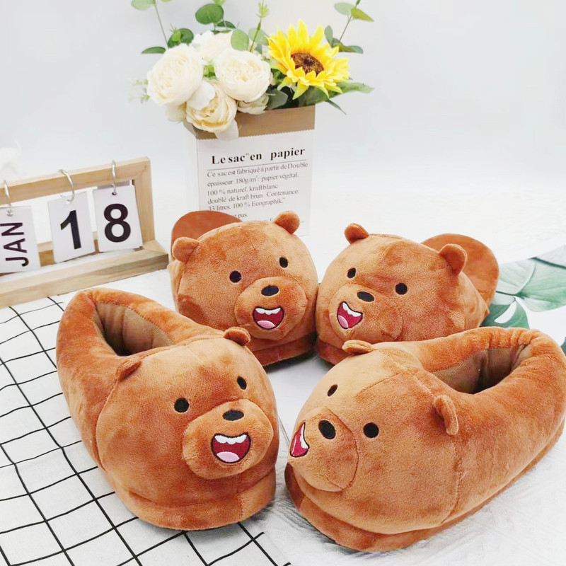 Cute Cartoon Panda Animal Moon Slippers Polar Bear Bear Home Warm Men's and Women's Plush Winter Cotton Slippers