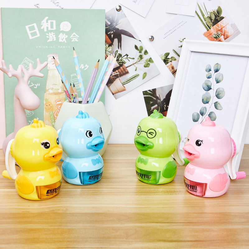 Gezhihappy 7781 qué tipo de sacapuntas de lápiz de pato creativo excelente sacapuntas pluma automática de alimentación puede cortar Sacapuntas de lápiz de plomo de color