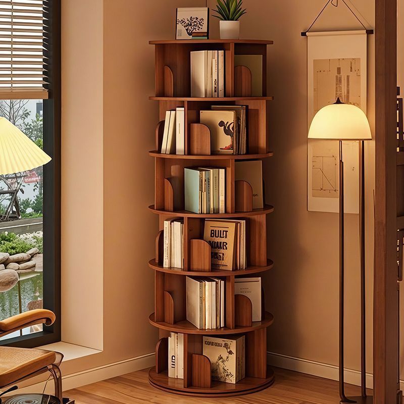 Rotating Bookshelf Household Round Creative Storage Rack 360-Degree Bookcase Floor-Standing Simple Student Kidsren's Picture Book Storage