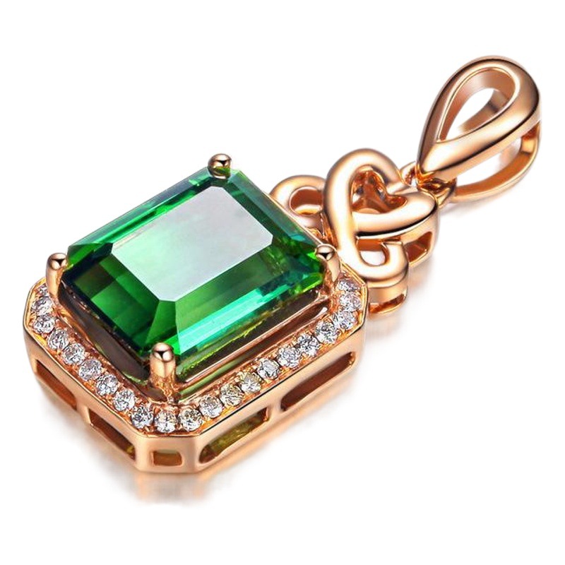 Anillo de piedras preciosas de turmalina verde Lucky cuatro hojas trébol pulsera Esmeralda collar europeo y americano vintage pendientes traje de joyería