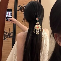 「国色芳华」新款原创国风复古金色流苏发夹女高级感古风夹子头饰