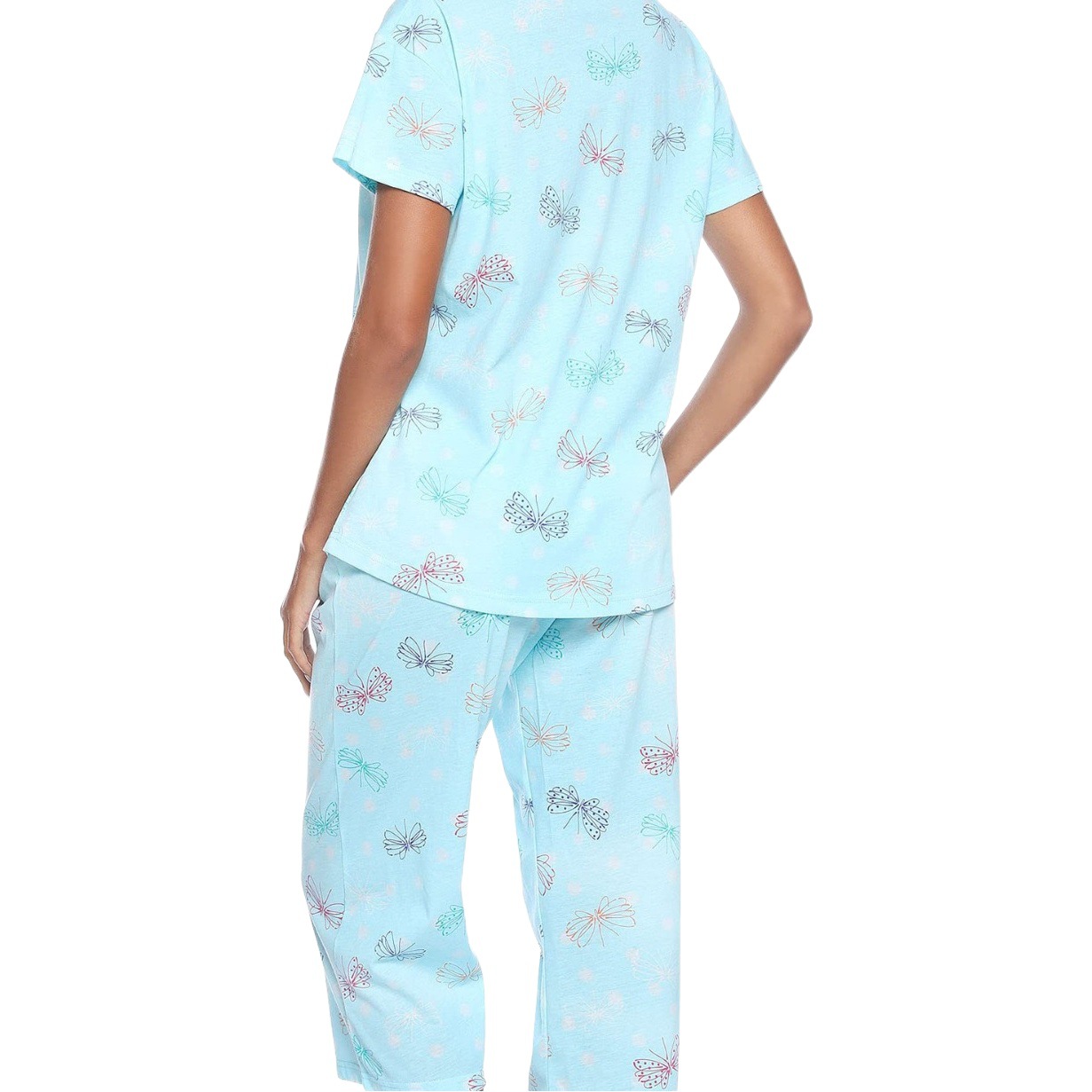 Amazon Traje de pantalones cortos de manga corta de comercio exterior transfronterizo Traje de ropa para el hogar de algodón de punto Traje de pijama de mujer de gran tamaño
