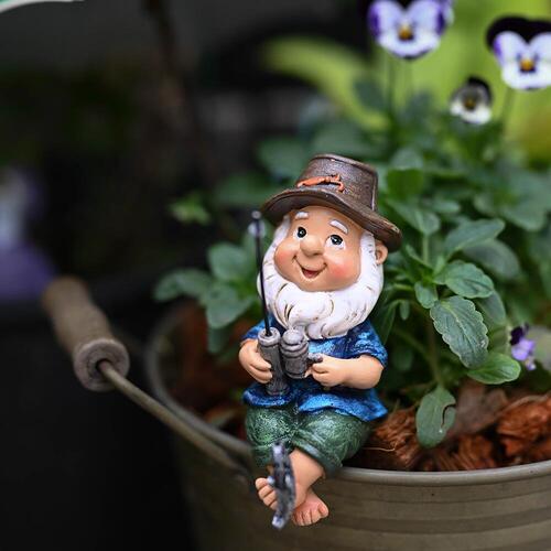 Cross-border resin fishing dwarf ornaments garden rockery pool landscape layout accessories creative outdoor courtyard decoration