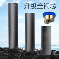 304 stainless steel gun grey long strip floor drain with deodorizing full copper drain core, side discharge solid bar bamboo strip extended floor drain