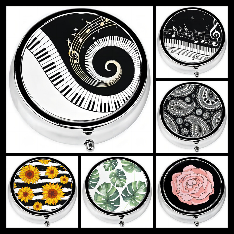 Europe, America and the Middle East cross-border sublimation factory direct creative portable round three-grid diy printing metal medicine box