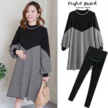 孕妇秋装连衣裙套装时尚款上衣新款女潮妈不显怀年春秋款遮肚