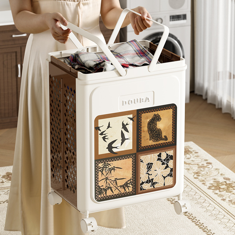 中古风折叠脏衣篮家用洗衣篮收纳筐脏衣篓阳台卫生间脏衣服收纳篮