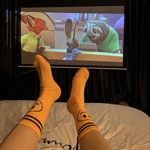 European and American trendy socks Justin Bieber's same style smiling face street sports trendy brand mid-calf socks ins men's and women's pure cotton socks