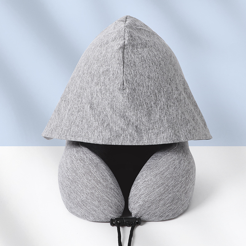 회색 양이온 후드 목 베개