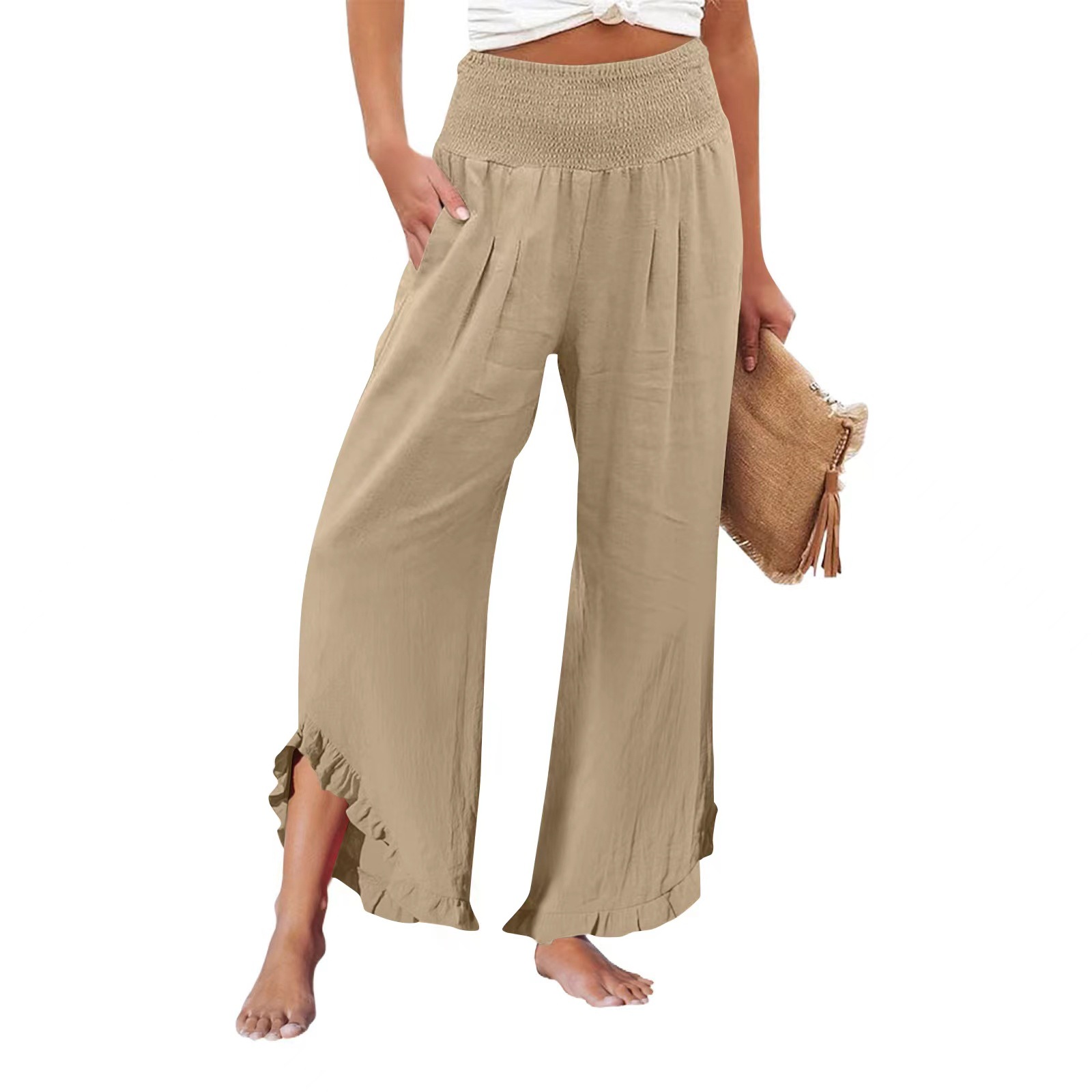 Cross-Border European and American Women's High-Waisted Wide-Leg Casual Loose Trousers