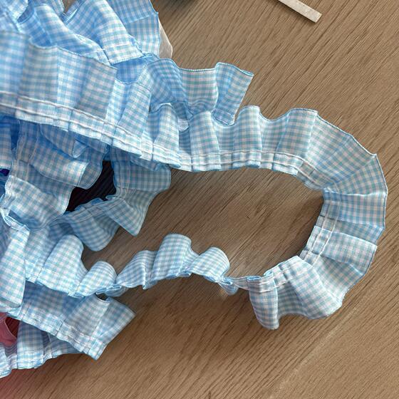 RY 4cm wide color plaid lace accessories clothing hat skirt clothing handmade material decoration fan 91cm long