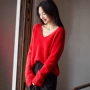 宽松新款秋冬v领羊毛衫