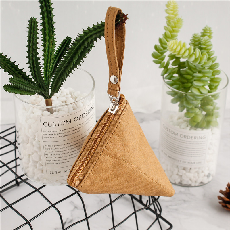 厂家北欧风可水洗牛皮纸袋牛皮纸零钱包拉链包收纳袋耐水洗撕不烂