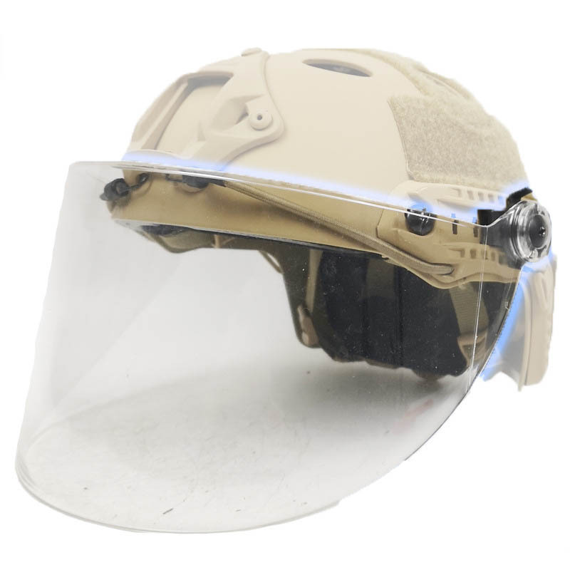 一体加长透明防风镜片防暴面罩 FAST头盔导轨 CS护脸防BB弹防打脸