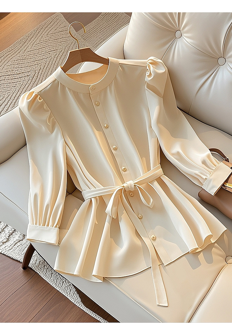 Women's Clothing beautiful milk series gentle and sweet temperament tops are super beautiful apricot long sleeved shirts for women in early autumn_voghion.com