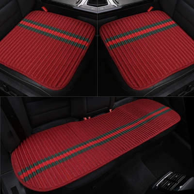 Small Square Cushion Four-season Universal Health Cool pad - red-three-piece-set-five-seats