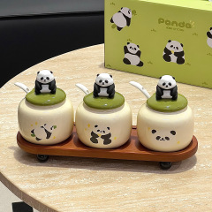 かわいいパンダセラミック調味料瓶セットギフトボックスディップ調味料保存瓶収納ボックス新築祝いのお土産