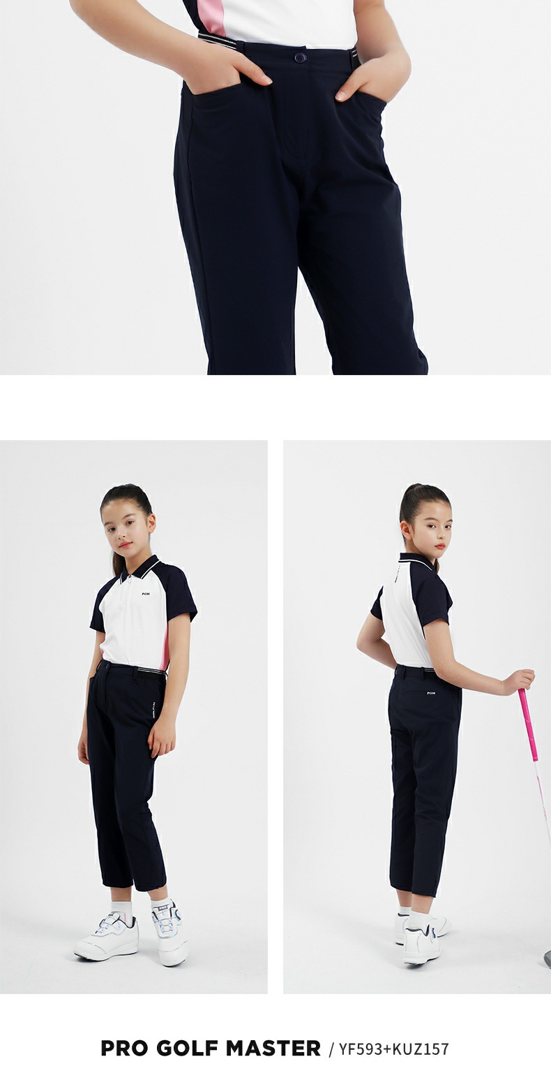 Áo thun tay ngắn golf trẻ em PGM cho bé gái – chất liệu thun thể thao thoáng mát — Yf593 màu xanh lá cây, Yf593 màu xanh hải quân, Yf593 màu trắng chi tiết 5