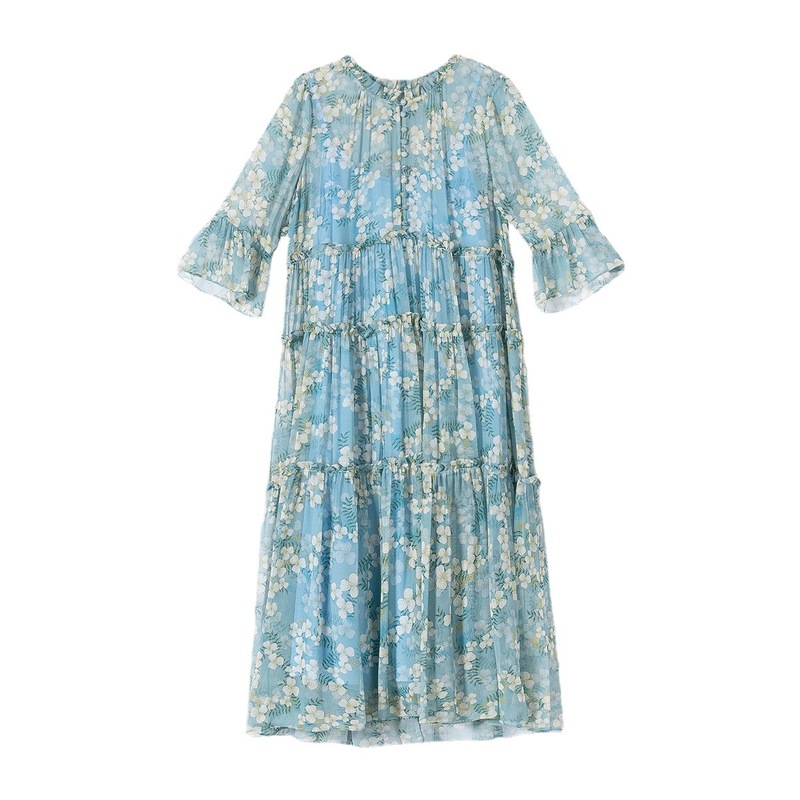 69206休暇旅行のスカートの長いスカートの绢糸の花のシルクのワンピースの気質のハイエンドの婦人服の卸売り|undefined