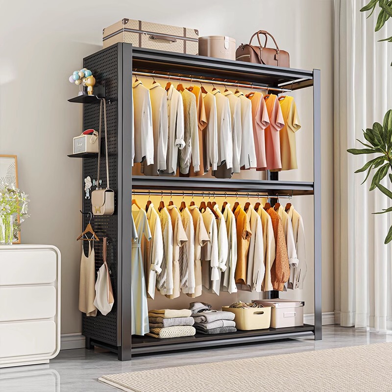 Simple Clothes Hanger Home Shelf Wardrobe Rental Coat Rack Free Assembly DIY Floor Wardrobe Open Storage Rack