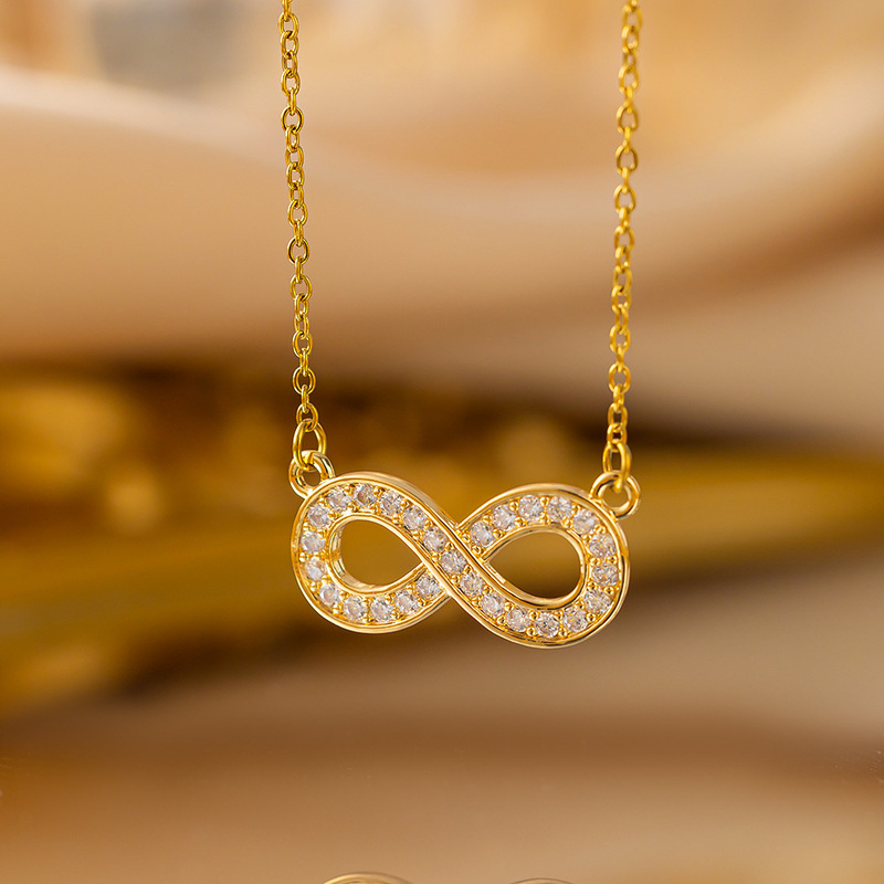 Infinite Love 8-character Micro-inlaid Full Diamond Titanium Steel Necklace Women's Light Luxury All-match High-end Clavicle Chain Stacked to Wear Internet Celebrity Popular Style Infinite Love 8-character Micro-inlaid Full Diamond Titanium Steel Necklace Women's Light Luxury All-match High-end Clavicle Chain Stacked to Wear Internet Celebrity Popular Style
