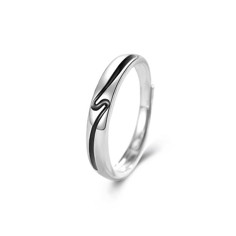 S925 latido del corazón pareja anillo de plata esterlina relámpago nicho diseño sentido Día de San Valentín regalo epoxi hombres y mujeres anillo al por mayor