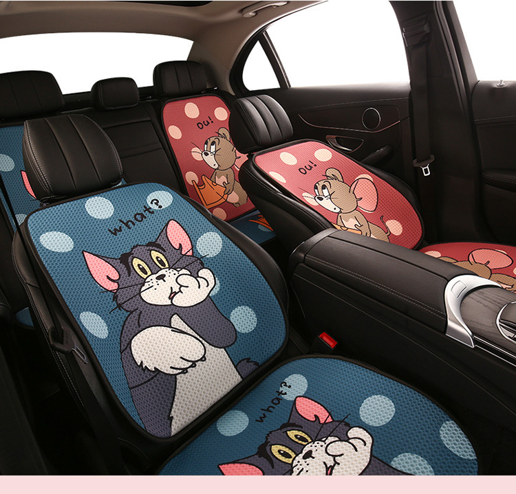 Car seat cushion four seasons universal seat cushion cute cartoon cat and mouse seat cover summer breathable non-slip goddess