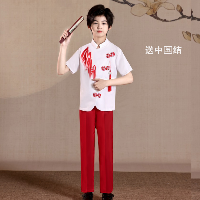 大合唱演出服男童中山装儿童钢琴演奏运动会礼服女童公主裙中国风|undefined