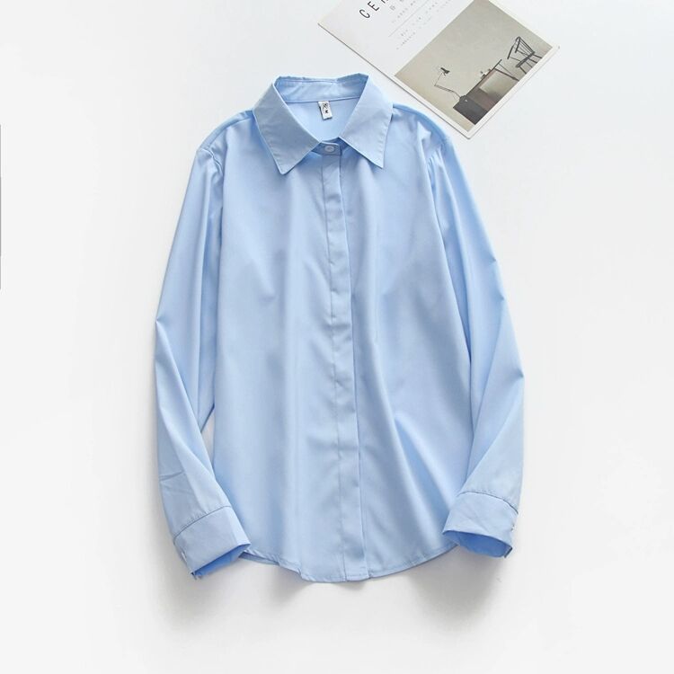 파란 긴 소매 [얇은 숨겨진 버클]]