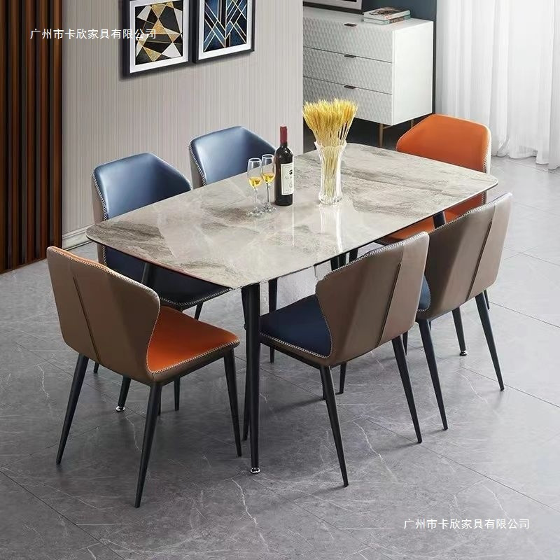 Mesa de comedor de pizarra de roca Mesa de comedor con sentido del hogar Mesa de comedor de mármol para apartamentos pequeños Combinación de mesa de comedor de pizarra de lujo simple y ligera