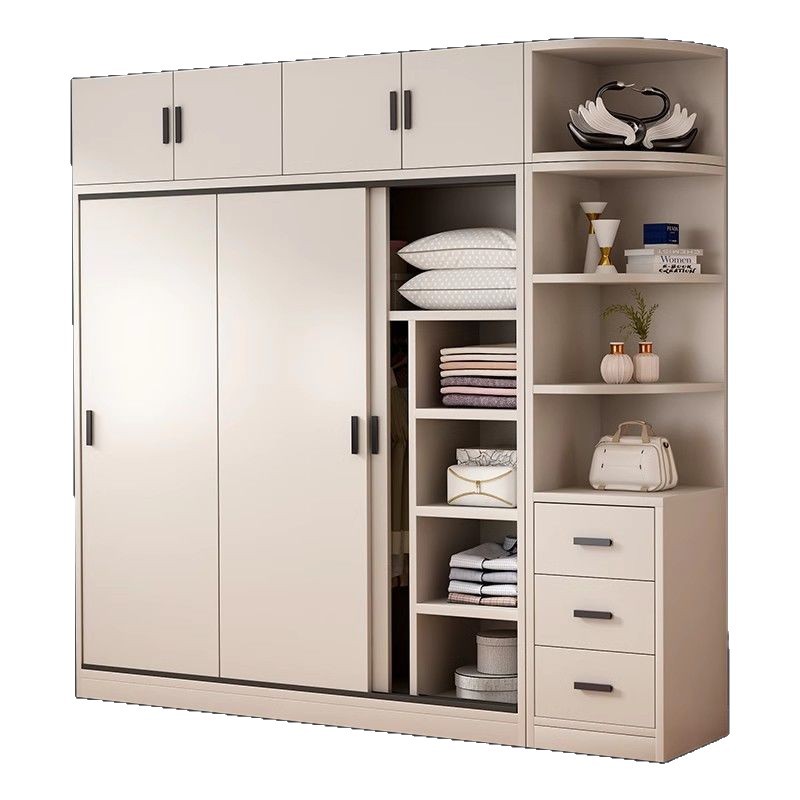 Armario de madera maciza para uso doméstico, puerta corredera de cedro, diseño moderno y sencillo, armario de almacenamiento para niños en apartamentos pequeños, armario para viviendas de alquiler. image 5