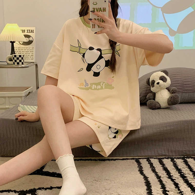 Пижамы для женщин, летний кардиган, простой и свежий студенческий тонкий, повседневный женский домашний костюм в стиле принцессы большого размера, можно носить на улице