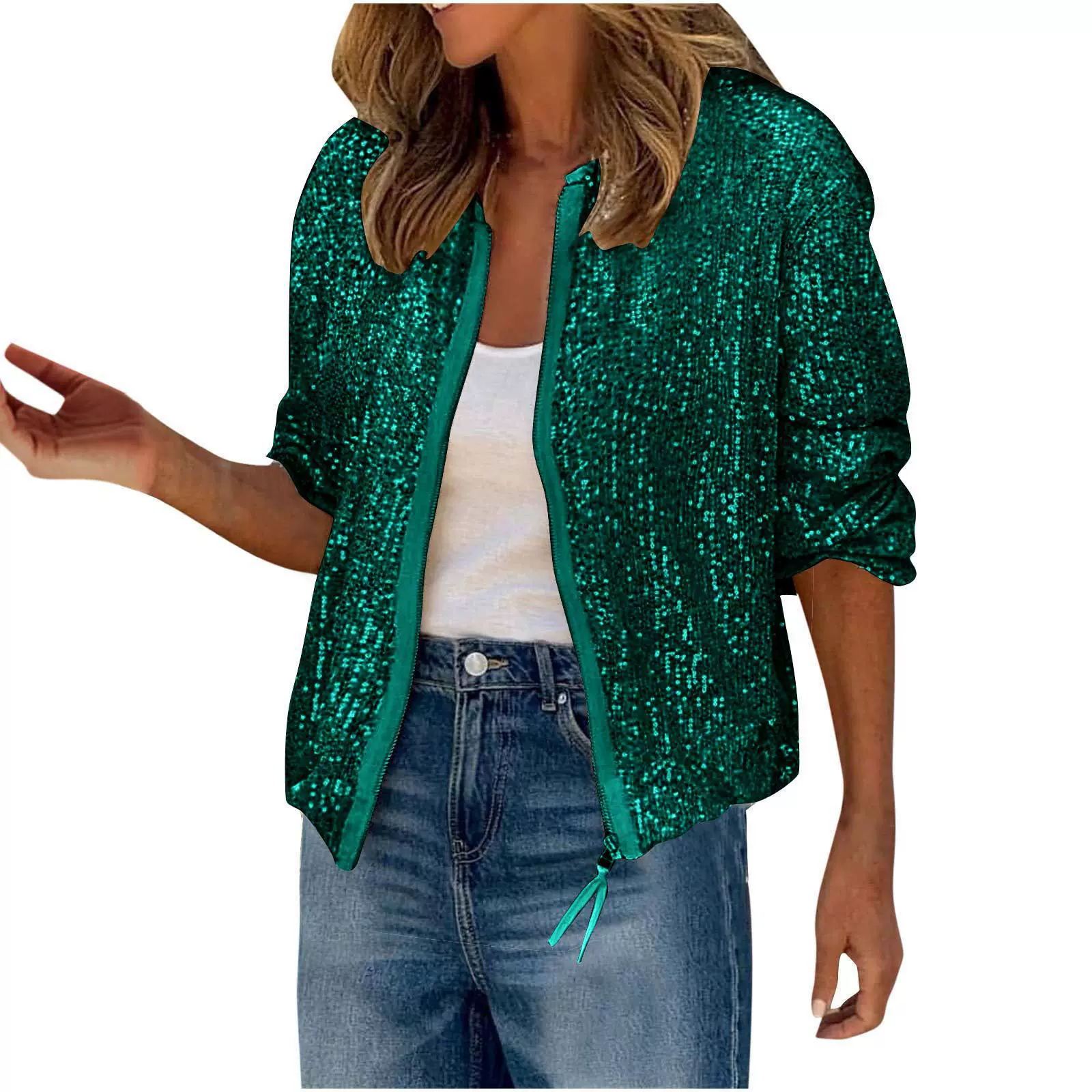 Короткие ногти с sequins для отдыха, куртка на молнии, для импорта, Amazon, новая коллекция, осень