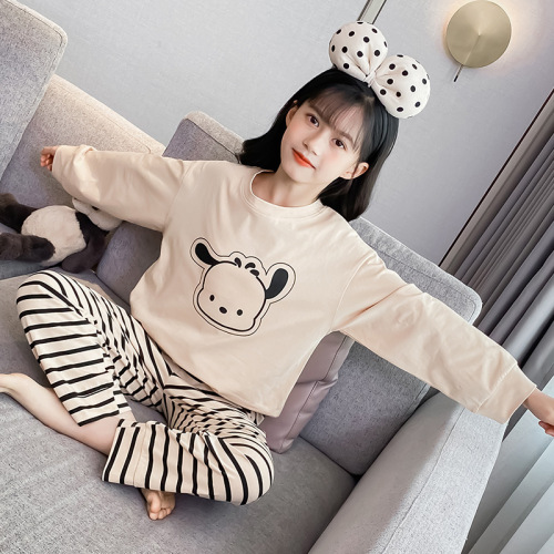 Children's New Spring and Autumn Pure Cotton Pajamas for Boys and Girls Students Thin Long Sleeve Home Suit Spring and Summer Air Conditioning Suit