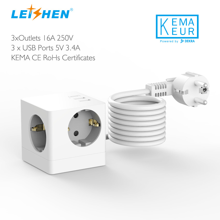 魔方插座智能USB插板多功能插座3USB排插方形插排下单送小夜灯"