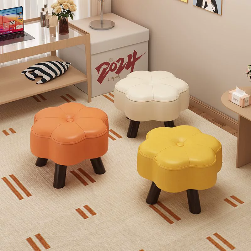 Оптовые небольшие табуреты для домашнего использования, низкие табуреты из цельного дерева для дивана, журнального столика в гостиной, мягкие скамейки с подушками, подставки для ног, круглые табуреты для замены дверного проема.