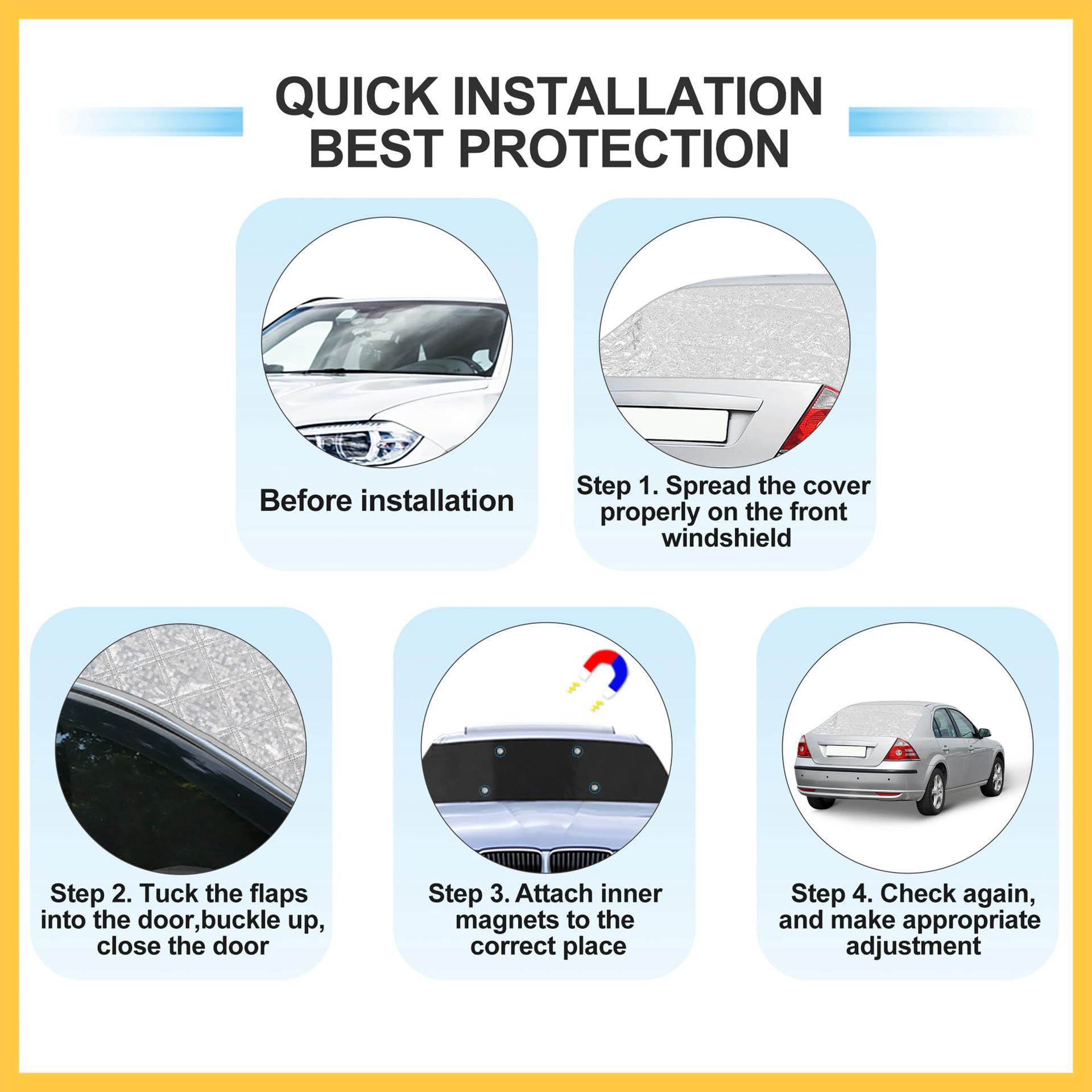 Universal Car Rear Magnetic Sunshade Aluminum Foil Frost-Proof Anti-Freeze Snow Cover Car Window Sunshade Car Sunshade