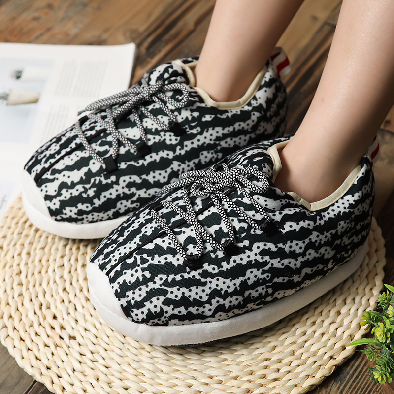 Tiktok mismo estilo parodia zapatos de grasa Coco pareja Zapatillas de algodón volver al futuro casa piso Kang hebilla 1 zapatos de algodón